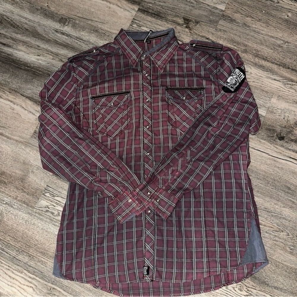 Truth Soul Armour‎ Black & White Long Sleeve Button Up Shirt Size M Men's